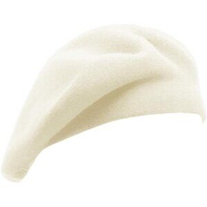 French Beret Hat Beige White